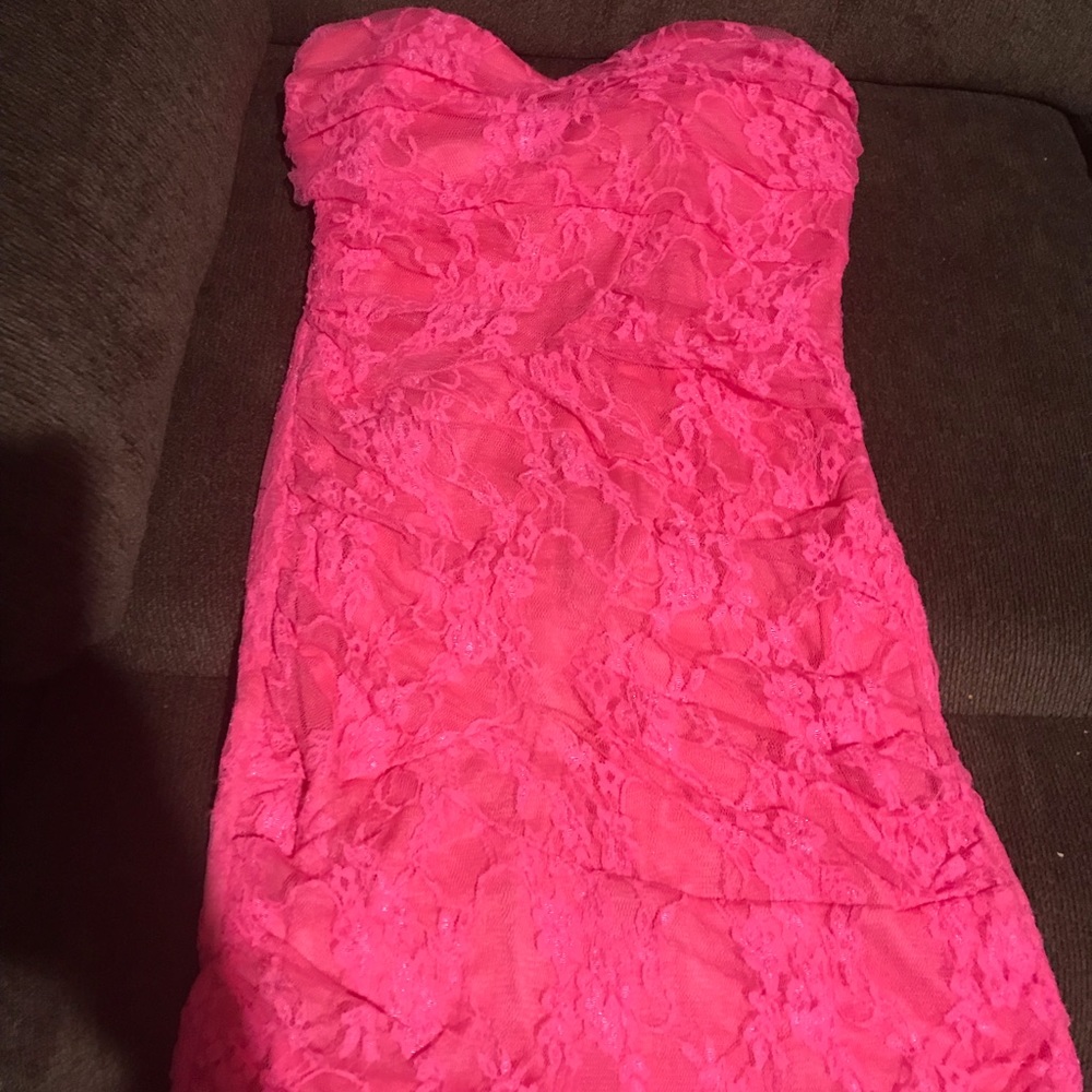 Strapless pink dress
